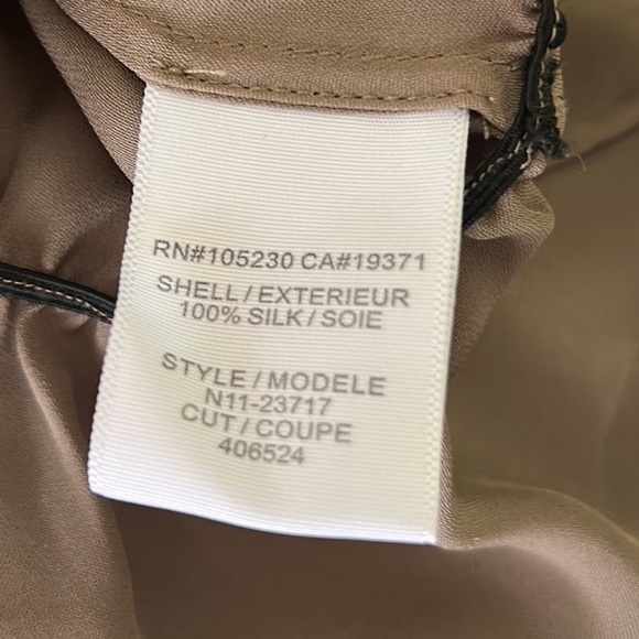 JOIE Silk Brown Pleated Draped Ruched Cuff Ruffle Cutout Blouson Top - M - Picture 10 of 11